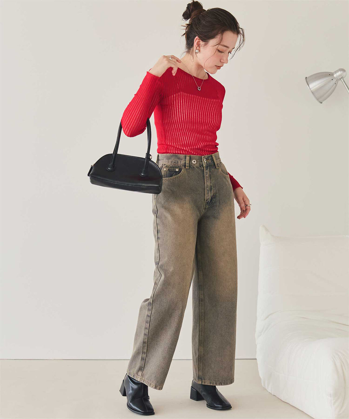 titivate「前後2wayウォッシャブルリブシアーニットカーディガン」|カーディガン|