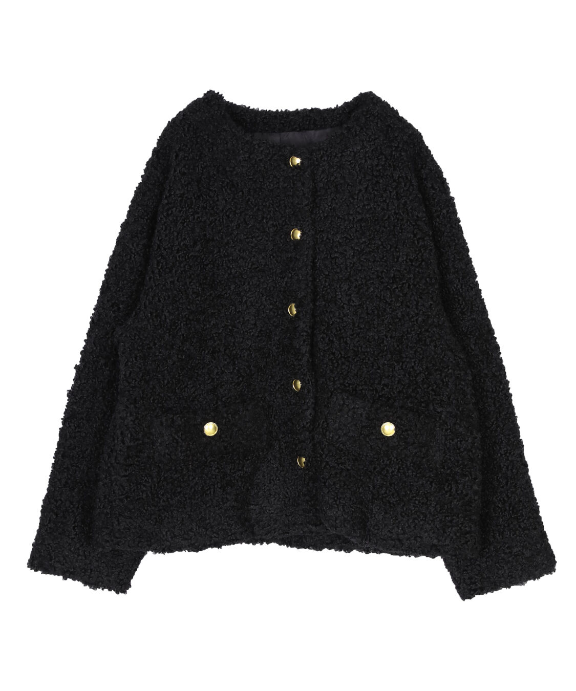 ur's「ボアノーカラーゴールド釦ジャケット」|ノーカラージャケット|