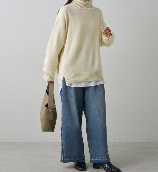  「【手洗いOK】ハンドウォッシャブルハイネックニット」|ニット・セーター|