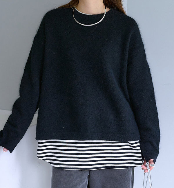  「【Du noir】FOX混袖口スリットニット」|ニット・セーター|