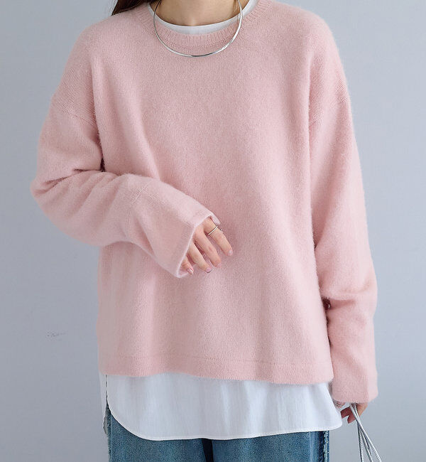  「【Du noir】FOX混袖口スリットニット」|ニット・セーター|ピンク系その他