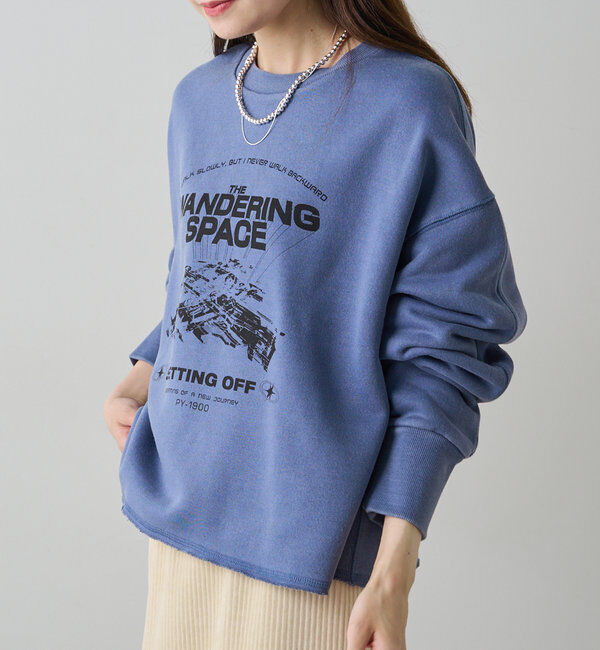  「ヴィンテージライクスペースプリント裏起毛スウェット」|プルオーバー|