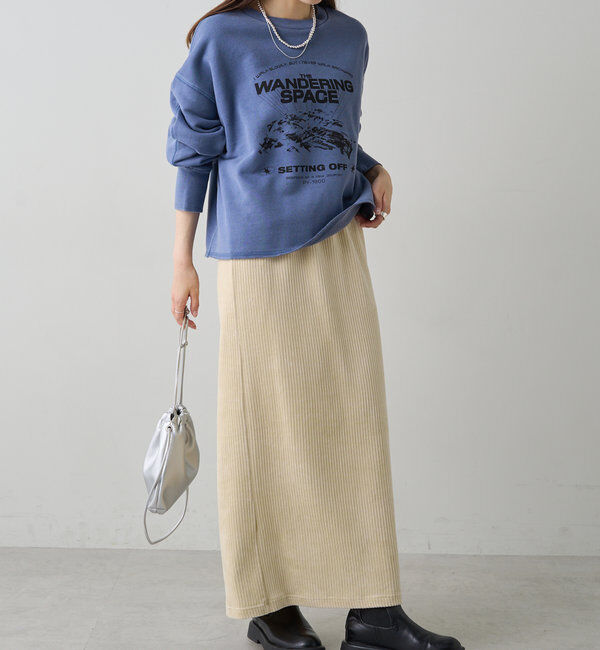  「ヴィンテージライクスペースプリント裏起毛スウェット」|プルオーバー|