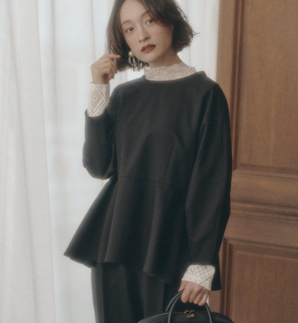  「【Du noir】バックリボンペプラムブラウス+スラックスパンツセット」|その他|ブラック