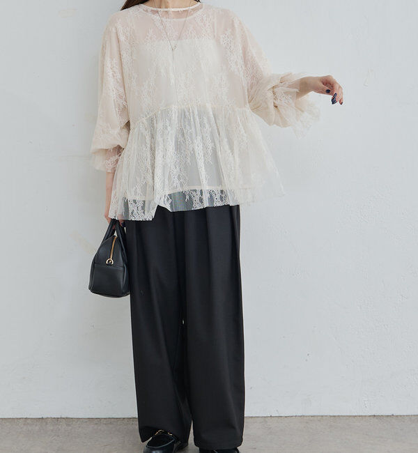  「ナイロンレース2WAYブラウス」|プルオーバー|