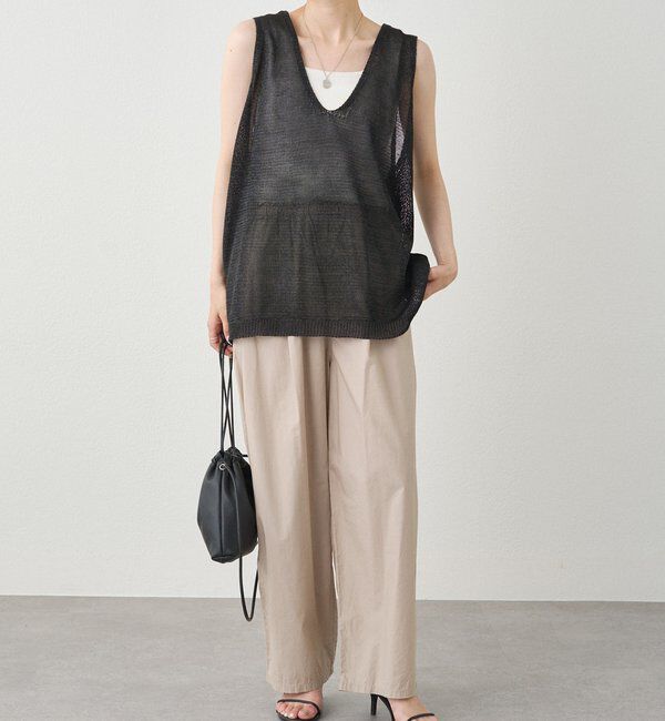  「《新色登場！/リバイバル》【Du noir】リネンタッチスクエアタンク」|ニット・セーター|