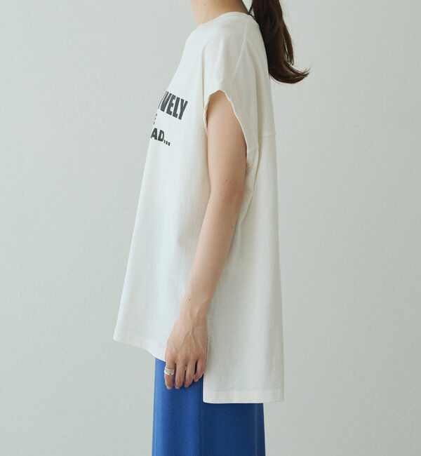  「袖口太糸ステッチロゴプリントTシャツ」|Tシャツ・カットソー|