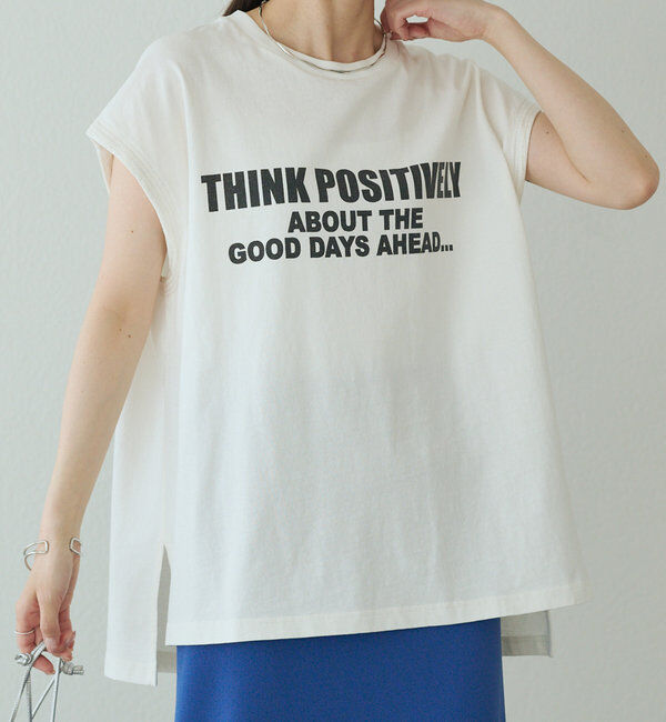  「袖口太糸ステッチロゴプリントTシャツ」|Tシャツ・カットソー|