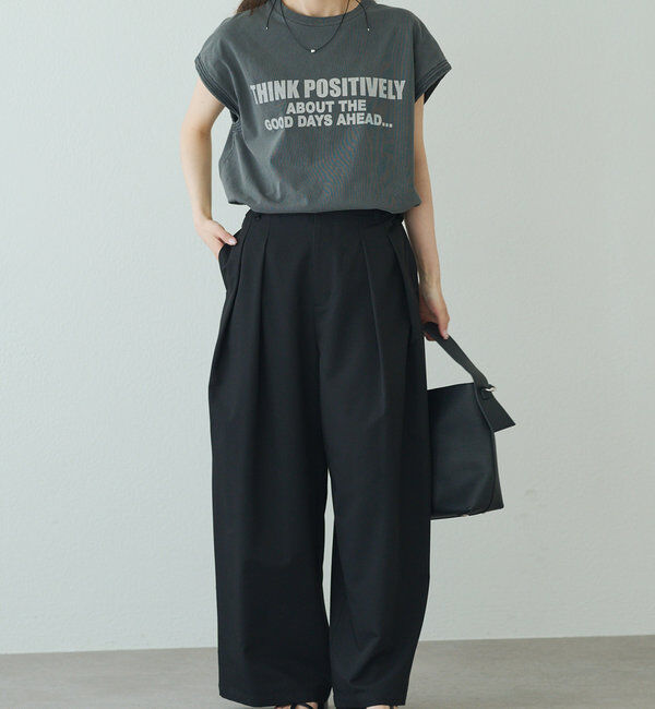  「袖口太糸ステッチロゴプリントTシャツ」|Tシャツ・カットソー|