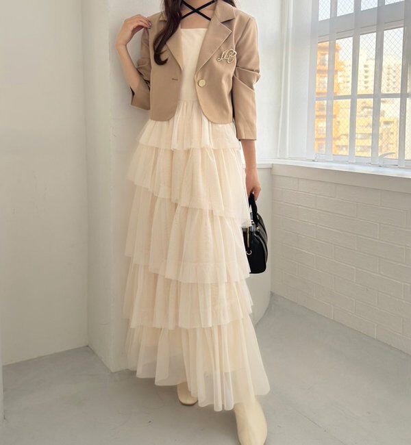  「ティアードフリルキャミワンピース」|ワンピース|