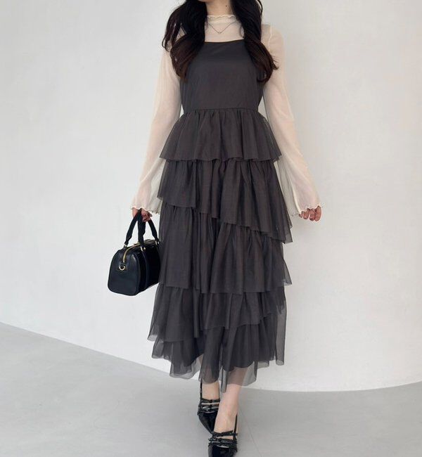  「ティアードフリルキャミワンピース」|ワンピース|