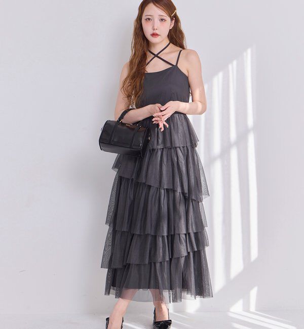 「ティアードフリルキャミワンピース」|ワンピース|