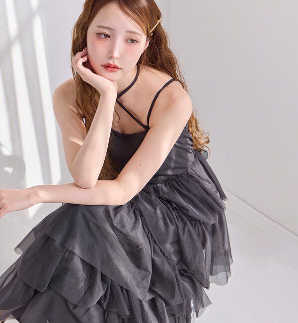  「ティアードフリルキャミワンピース」|ワンピース|