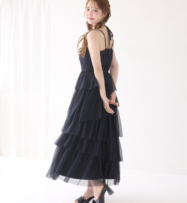  「ティアードフリルキャミワンピース」|ワンピース|ネイビー