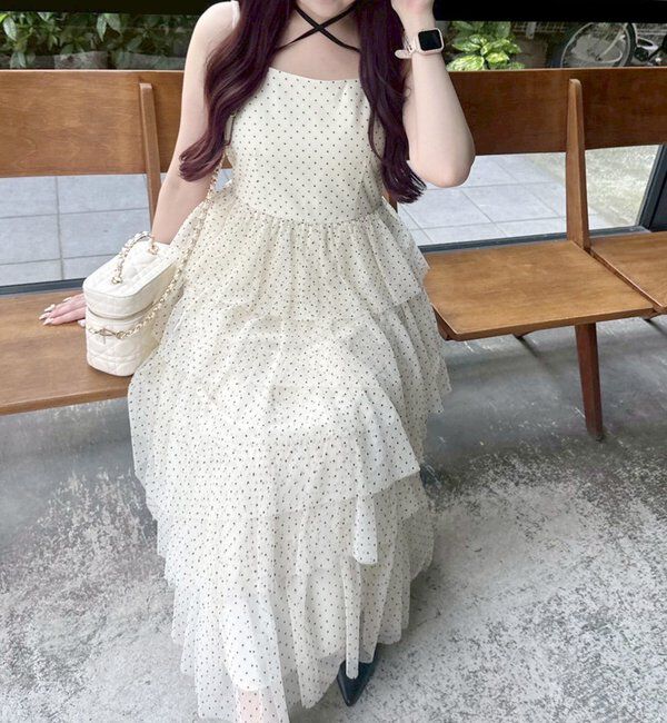  「ティアードフリルキャミワンピース」|ワンピース|