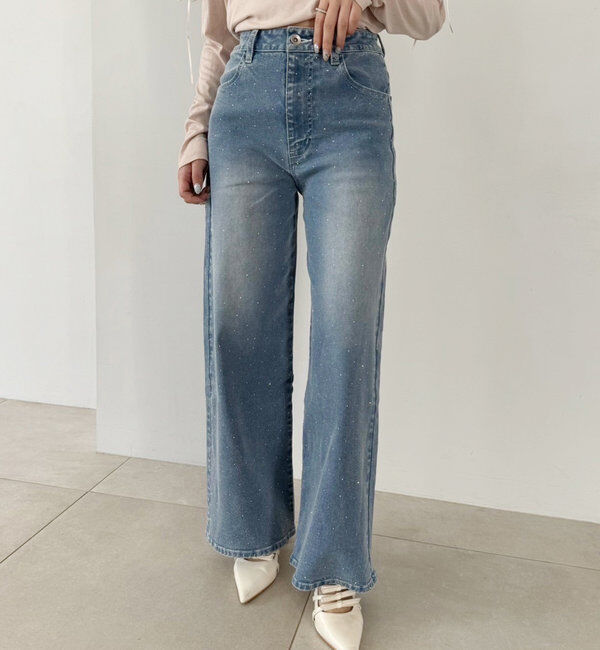  「ワイドデニムパンツ」|その他|ブルー