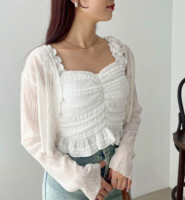  「ホック付きシアーカーデ」|ニット・セーター|