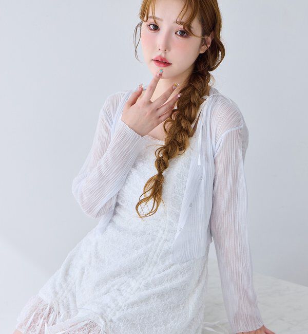  「ホック付きシアーカーデ」|ニット・セーター|