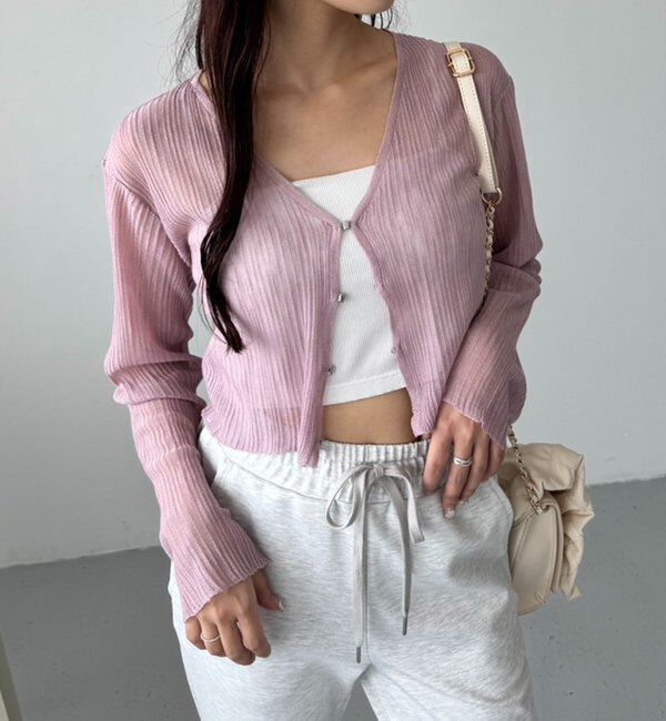  「ホック付きシアーカーデ」|ニット・セーター|