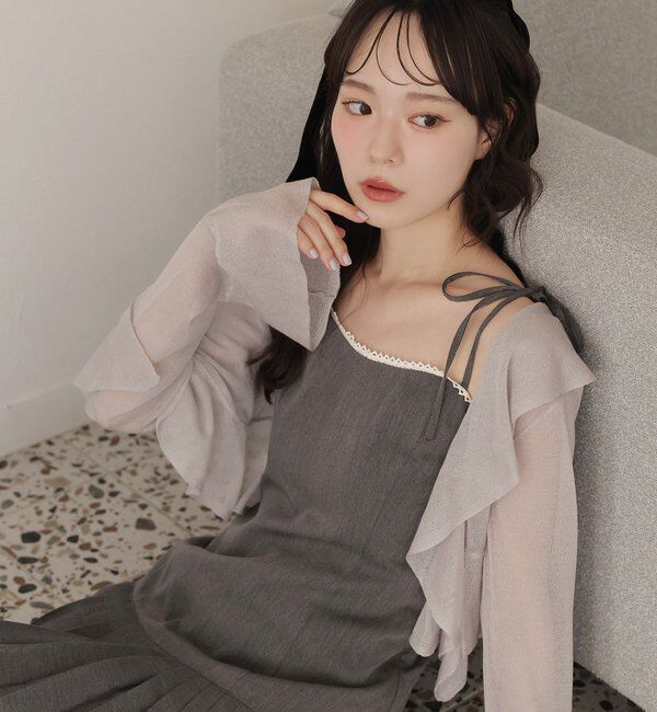  「肩リボン裾プリーツジャンスカ」|ワンピース|