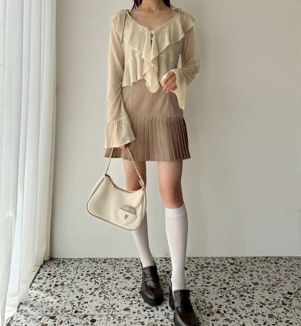  「肩リボン裾プリーツジャンスカ」|ワンピース|