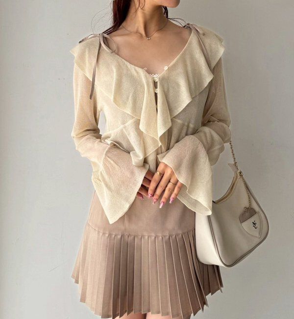  「肩リボン裾プリーツジャンスカ」|ワンピース|