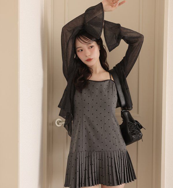  「肩リボン裾プリーツジャンスカ」|ワンピース|