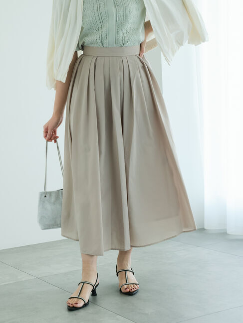 Te chichi「スパンブロードタックフレアスカート」|スカート|ベージュ