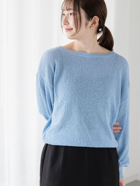 Te chichi TERRASSE「ブークレボートネックニット《2025spring catalog item》」|ニット・セーター|ブルー