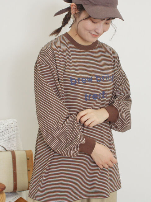 Samansa Mos2「◎柄アソートロゴロンT」|Tシャツ・カットソー|ブラウン