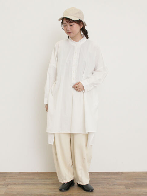 Samansa Mos2「前立てフリルチュニック」|シャツ・ブラウス|