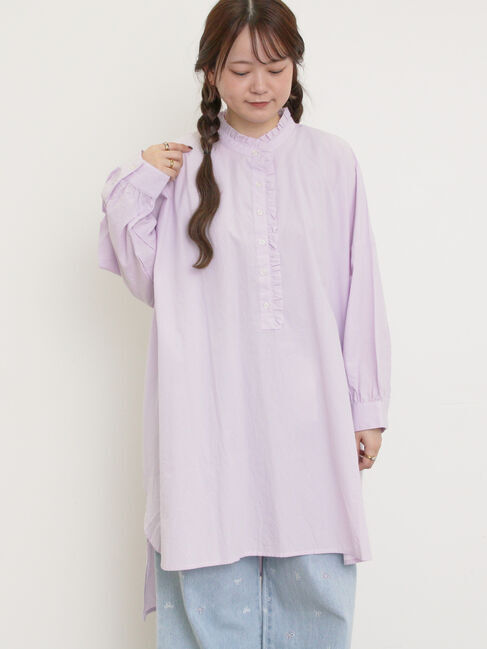 Samansa Mos2「前立てフリルチュニック」|シャツ・ブラウス|