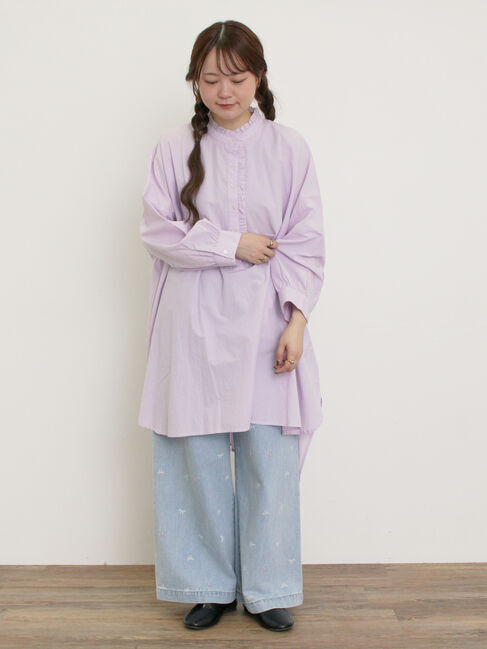 Samansa Mos2「前立てフリルチュニック」|シャツ・ブラウス|