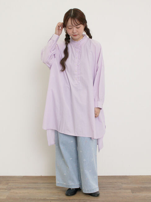 Samansa Mos2「前立てフリルチュニック」|シャツ・ブラウス|
