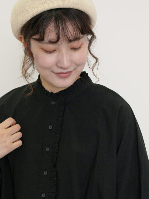 Samansa Mos2「前立てフリルチュニック」|シャツ・ブラウス|