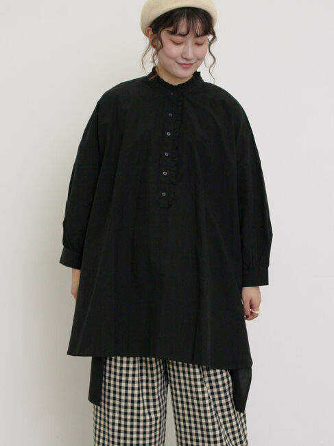 Samansa Mos2「前立てフリルチュニック」|シャツ・ブラウス|