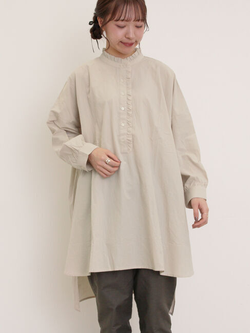 Samansa Mos2「前立てフリルチュニック」|シャツ・ブラウス|