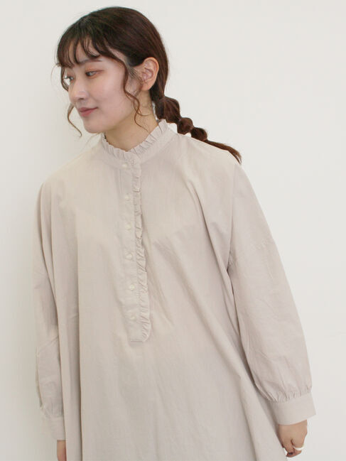 Samansa Mos2「前立てフリルチュニック」|シャツ・ブラウス|