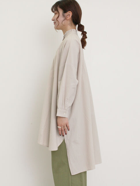 Samansa Mos2「前立てフリルチュニック」|シャツ・ブラウス|