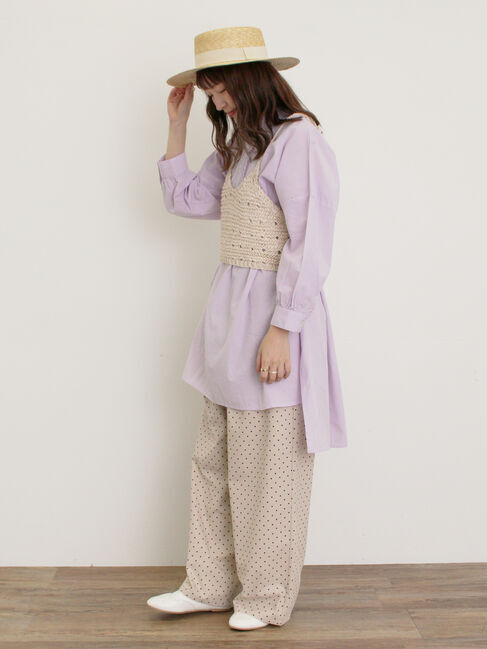 Samansa Mos2「【M/Lサイズ】ドット柄ストレートパンツ」|その他|