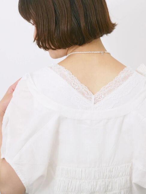 Samansa Mos2 blue「前後2way幅広レースタンク」|Tシャツ・カットソー|