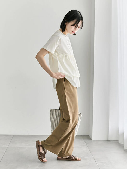 Samansa Mos2 blue「【接触冷感】ワイドイージーパンツ」|その他|