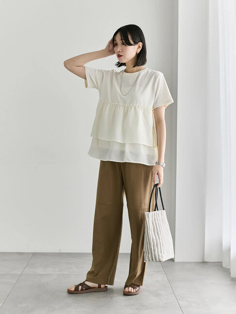 Samansa Mos2 blue「【接触冷感】ワイドイージーパンツ」|その他|