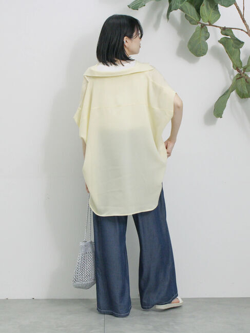 Samansa Mos2 blue「【接触冷感】ポンチョブラウス」|シャツ・ブラウス|
