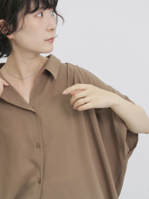 Samansa Mos2 blue「【接触冷感】ポンチョブラウス」|シャツ・ブラウス|