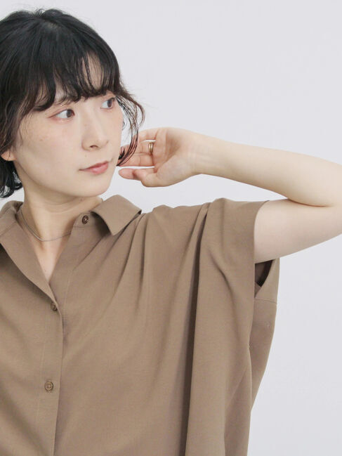 Samansa Mos2 blue「【接触冷感】ポンチョブラウス」|シャツ・ブラウス|