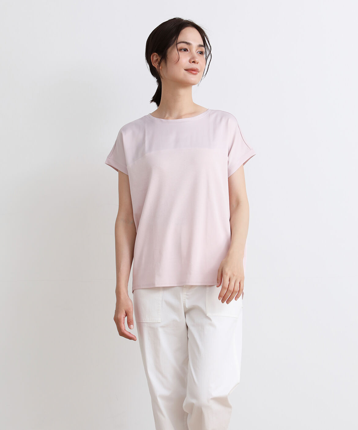 DAY by DAY it&rsquo;s international「サテン切り替えワイドカットソー《スビン綿MIXフライス》」|Tシャツ・カットソー|ピンク1