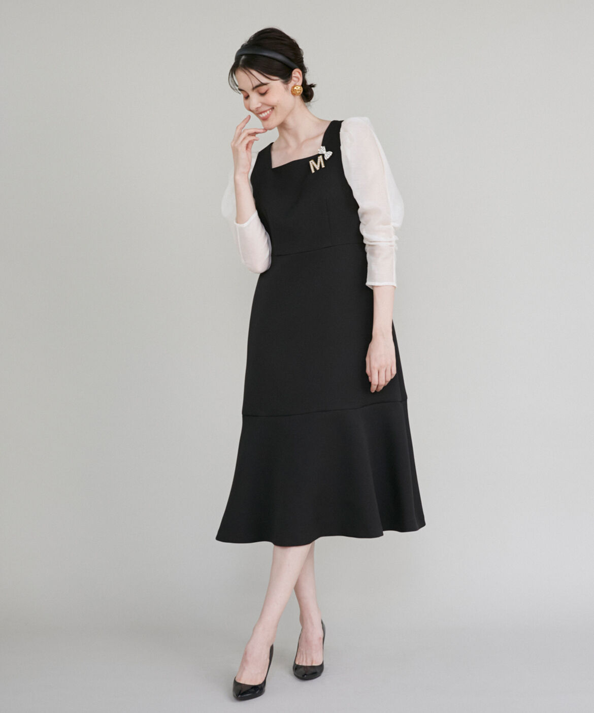 Maglie le cassetto「《M Maglie le cassetto》スクエアネックマーメイドワンピース」|ワンピース|オフホワイト1