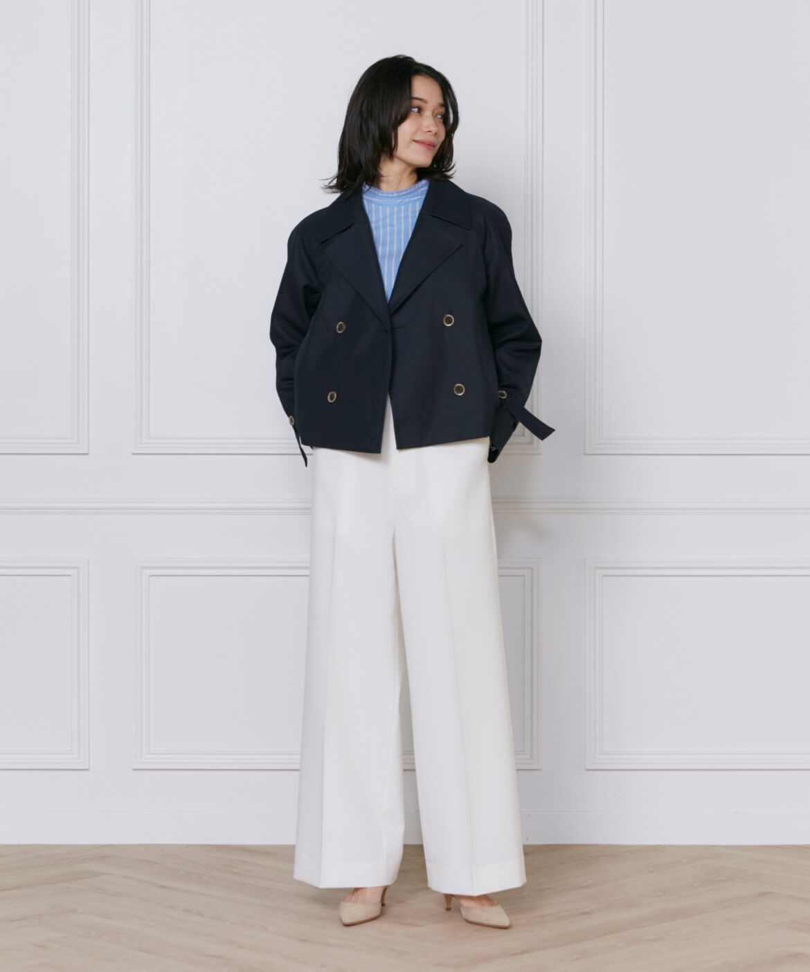 INED「ショートトレンチコート」|ピーコート|