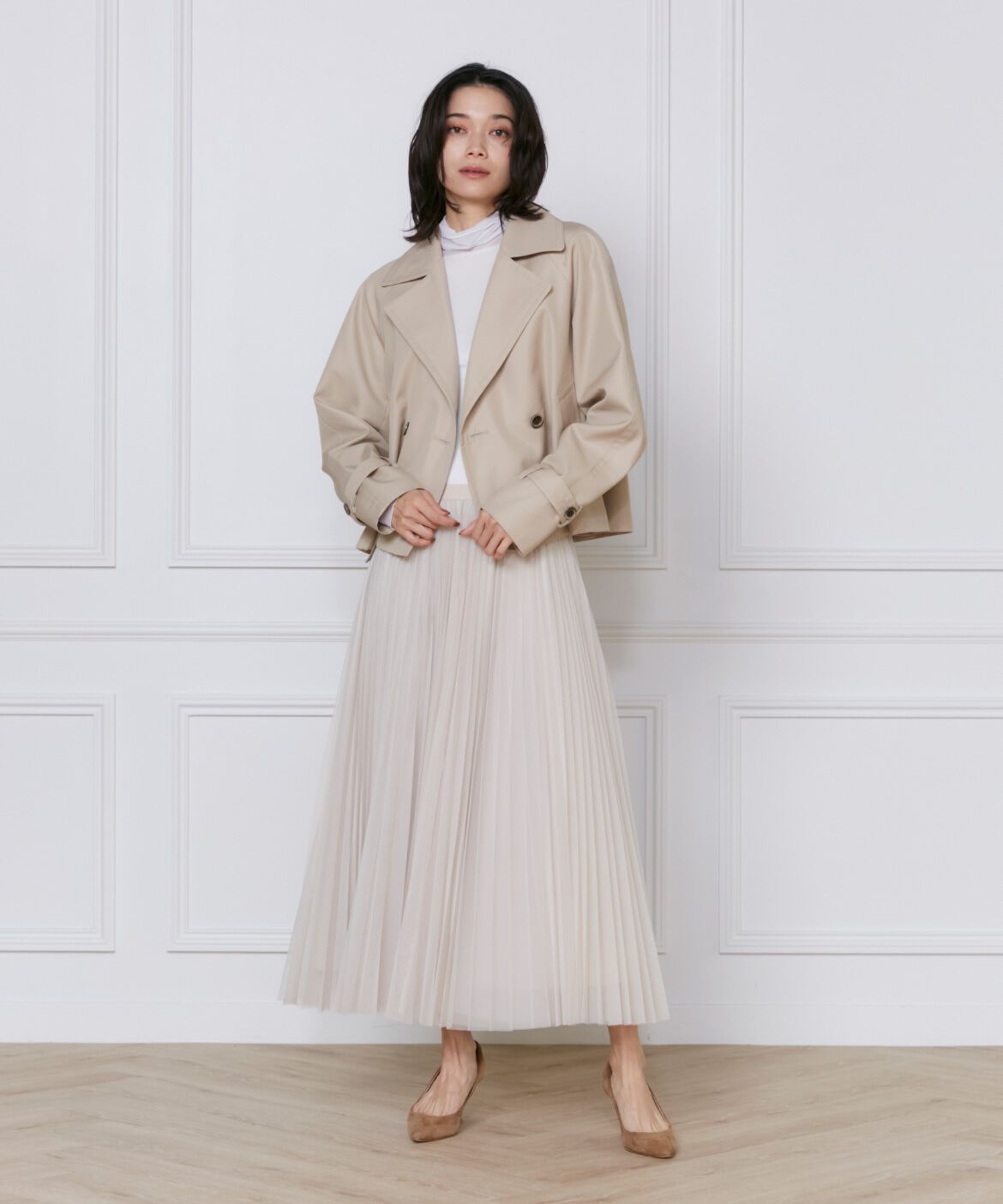 INED「ショートトレンチコート」|ピーコート|